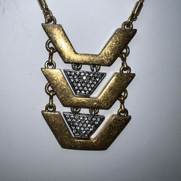 J. Crew Burnished Gold Tone and Crystal Boho Pendant Necklace - Picture 3 of 7